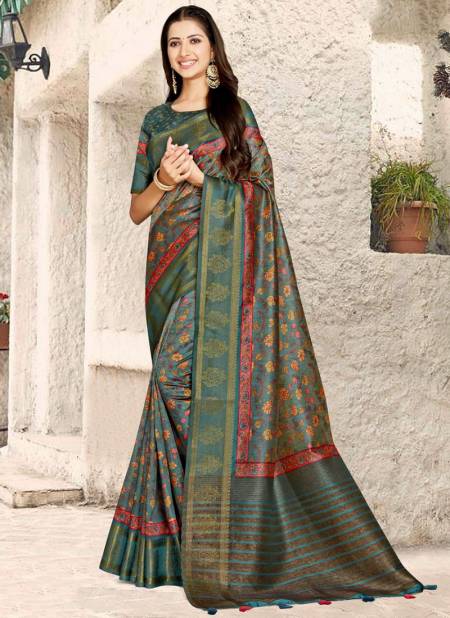 Blue Mintorsi Charming New Latest Designer Printed Tusser Banarasi weave Saree Collection 27605